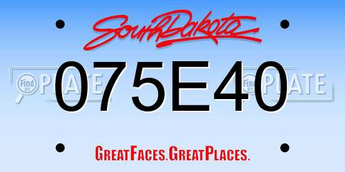 075E40 South Dakota License Plate