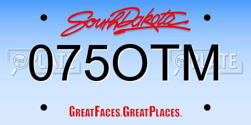 075OTM South Dakota License Plate