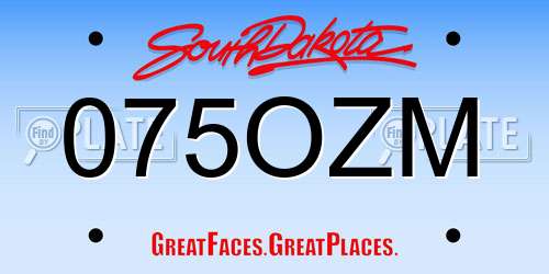 075OZM South Dakota License Plate