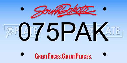 075PAK South Dakota License Plate