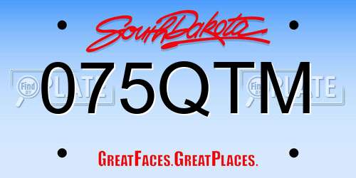 075QTM South Dakota License Plate