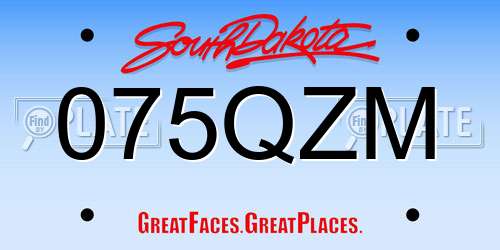 075QZM South Dakota License Plate