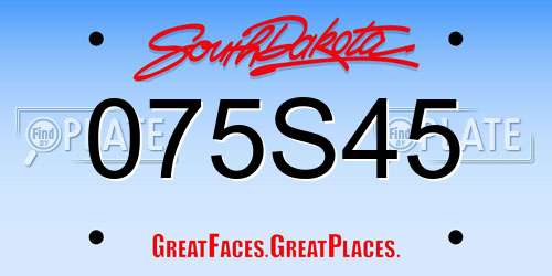 075S45 South Dakota License Plate