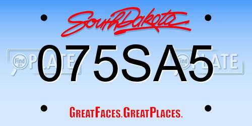 075SA5 South Dakota License Plate