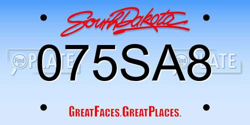 075SA8 South Dakota License Plate