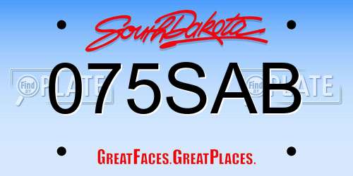 075SAB South Dakota License Plate