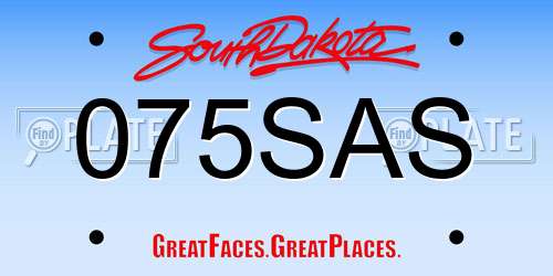 075SAS South Dakota License Plate