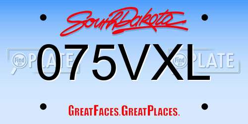 075VXL South Dakota License Plate