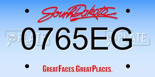 0765EG South Dakota License Plate