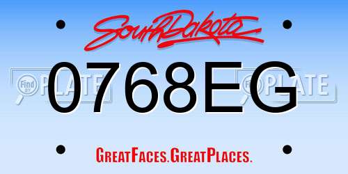 0768EG South Dakota License Plate