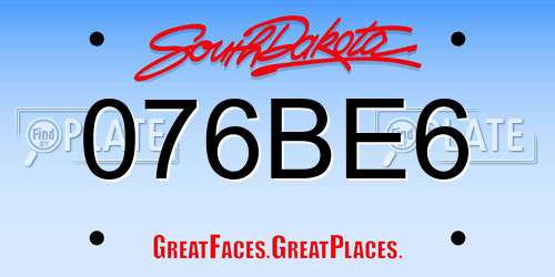 076BE6 South Dakota License Plate