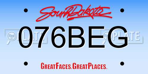 076BEG South Dakota License Plate
