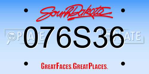 076S36 South Dakota License Plate