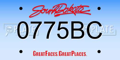 0775BC South Dakota License Plate