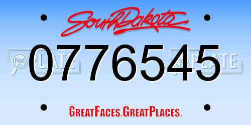 0776545 South Dakota License Plate