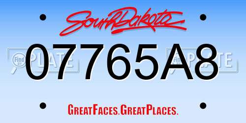 07765A8 South Dakota License Plate