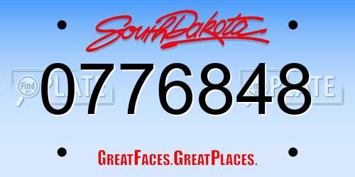 0776848 South Dakota License Plate