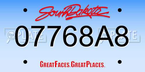 07768A8 South Dakota License Plate
