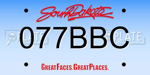 077BBC South Dakota License Plate