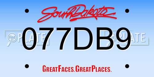 077DB9 South Dakota License Plate