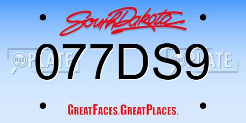 077DS9 South Dakota License Plate