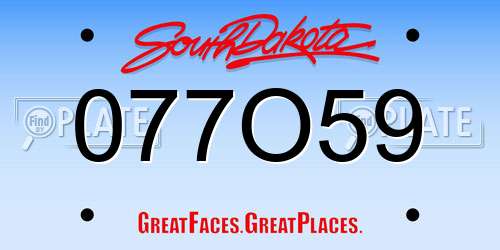077O59 South Dakota License Plate