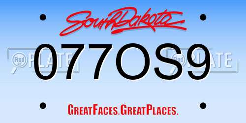 077OS9 South Dakota License Plate