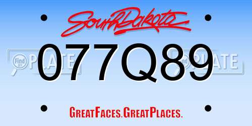 077Q89 South Dakota License Plate