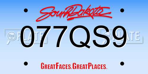 077QS9 South Dakota License Plate