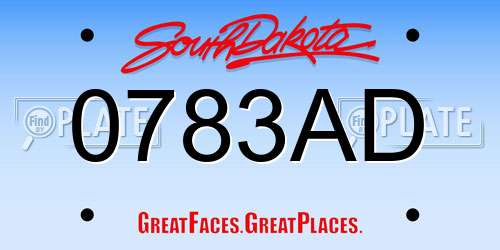 0783AD South Dakota License Plate