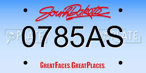 0785AS South Dakota License Plate