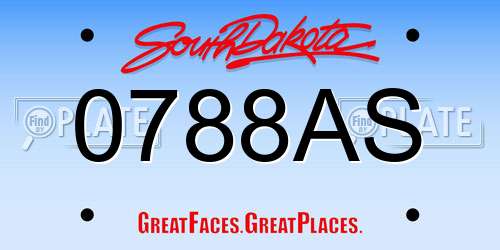 0788AS South Dakota License Plate
