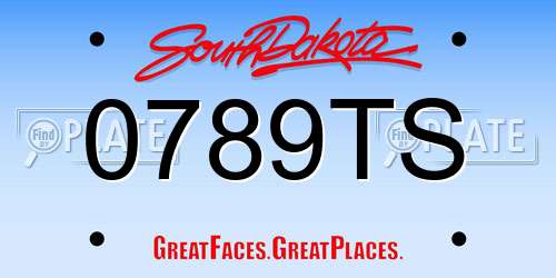 0789TS South Dakota License Plate