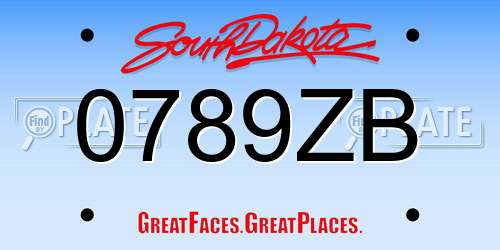 0789ZB South Dakota License Plate