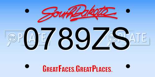 0789ZS South Dakota License Plate
