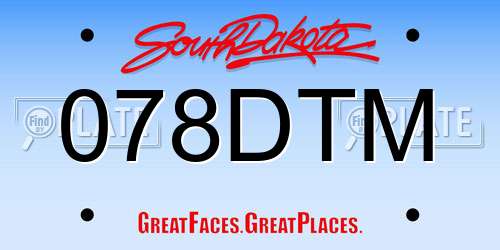 078DTM South Dakota License Plate