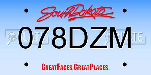 078DZM South Dakota License Plate