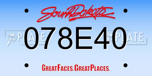 078E40 South Dakota License Plate