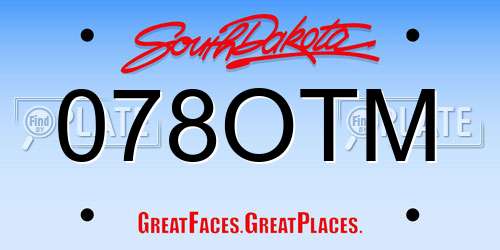 078OTM South Dakota License Plate