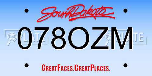 078OZM South Dakota License Plate