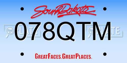 078QTM South Dakota License Plate