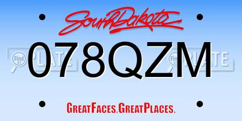 078QZM South Dakota License Plate