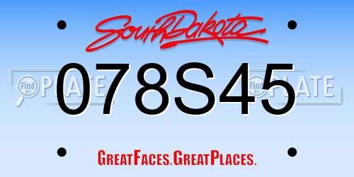 078S45 South Dakota License Plate