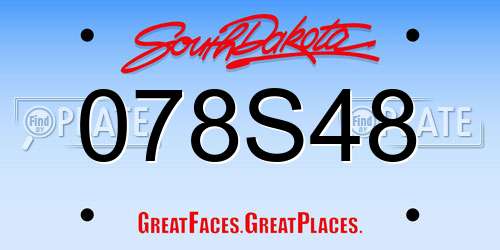 078S48 South Dakota License Plate