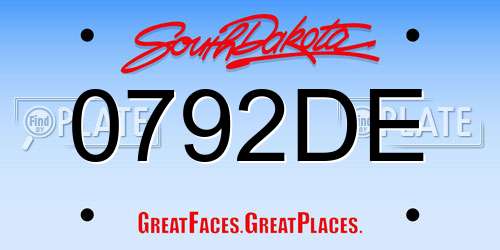 0792DE South Dakota License Plate