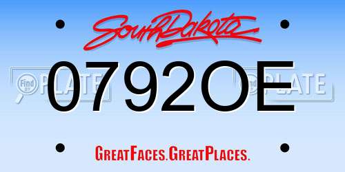 0792OE South Dakota License Plate