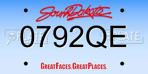 0792QE South Dakota License Plate