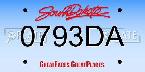 0793DA South Dakota License Plate