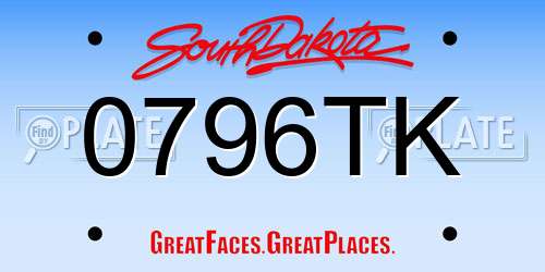 0796TK South Dakota License Plate