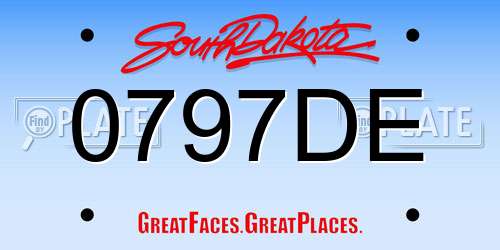 0797DE South Dakota License Plate